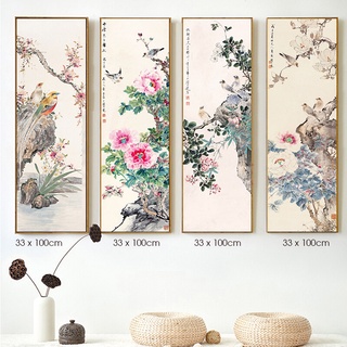 Tranh tứ quý treo tường, chất liệu vải Canvas nhập khẩu cao cấp , có khung nổi