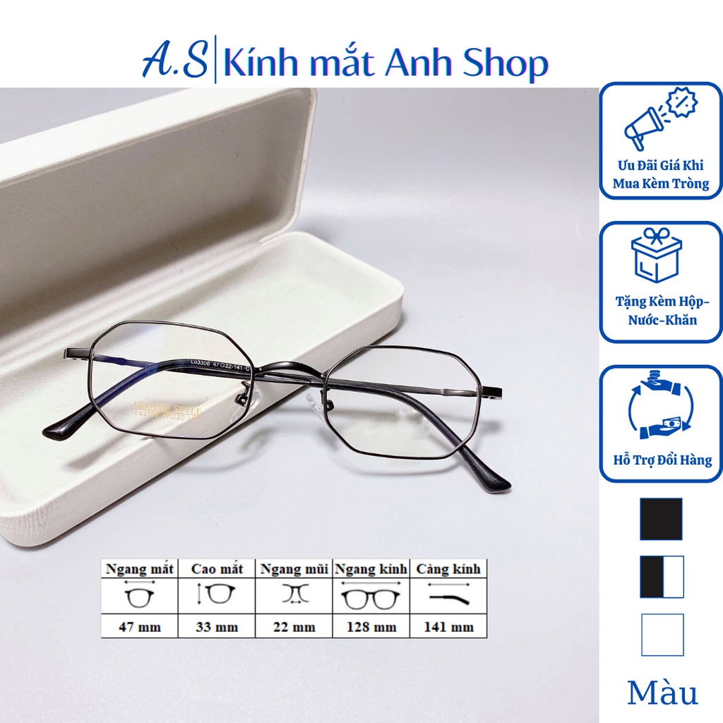 Kính chữ nhật kích thước nhỏ chất liệu kim loại bền đẹp thời trang 3306