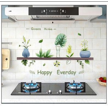 Decal giấy dán bếp trong suốt - họa tiết Nhiều chậu câu xanh mini đáng yêu ( 60x90cm )