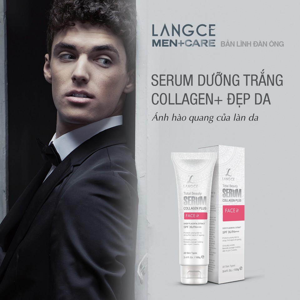 SERUM ĐẸP DA COLLAGEN+ FACE it DƯỠNG TRẮNG DA, GIỮ ẨM, MỀM MỊN 100ml BS LANGCE dành cho Nam