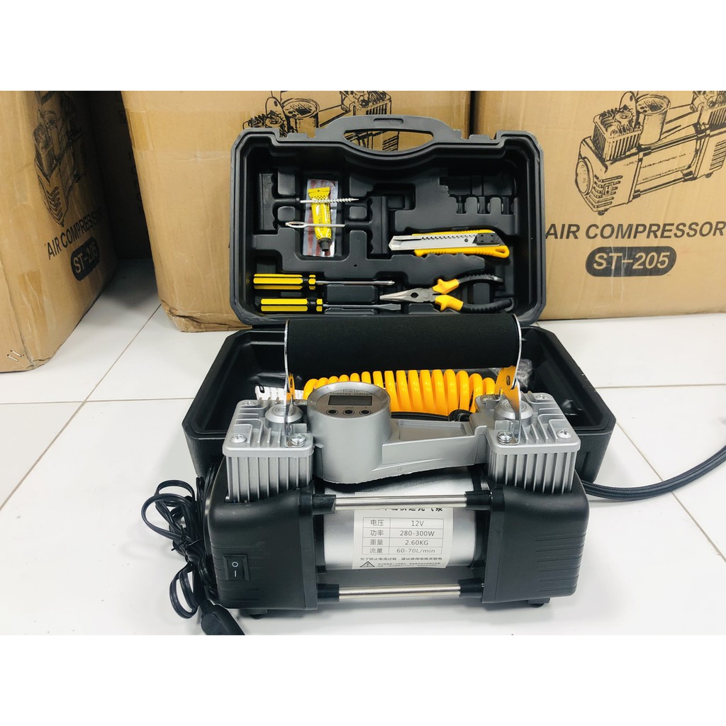 Bơm Ô Tô 2 Piston Xylanh AIR COMPRESSOR Công Suất Lớn Siêu Khỏe Siêu Nhanh - Máy Bơm Lốp Xe Hơi 12v