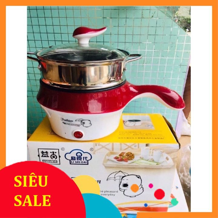 💥HÀNG XỊN💥 Nồi Điện Mini Hai Tầng Đa Năng Tặng Kèm Khay Hấp có thể Chiên, Xào, Nấu ăn, nấu cơm, nấu lẩu mini | BigBuy360 - bigbuy360.vn