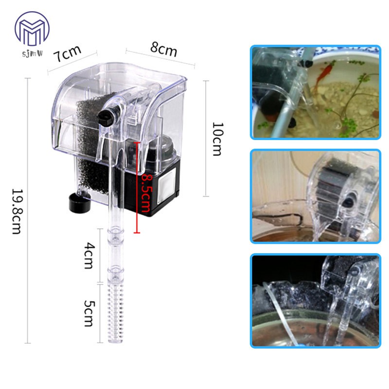 Máy bơm lọc nước bể cá trong suốt dạng thác nước mini