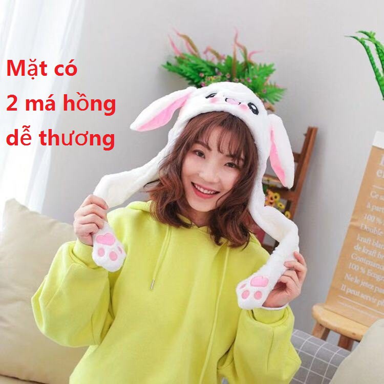 Nón tai thỏ giật mũ tai thỏ giật cử động 2 tai