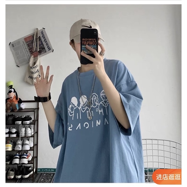 Áo thun tay lỡ nam nữ, áo phông shop cossi form rộng chất cotton in hình 4 người