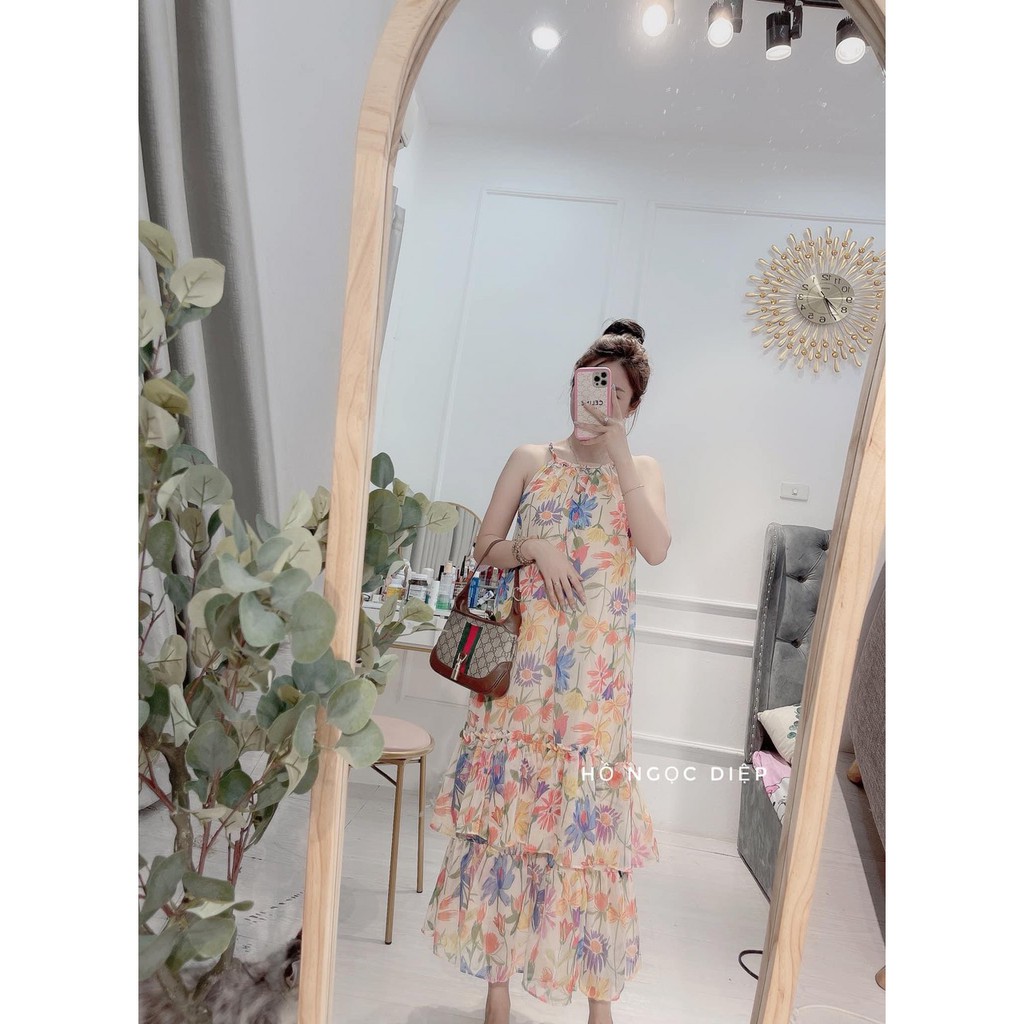 🆘🆘 𝐇𝐚̀𝐧𝐠 𝐂𝐨́ 𝐬𝐚̆̃𝐧 🍏🍏 Váy maxi cổ yếm hoa tơ cao cấp #160K Chất tơ xước mềm bay đẹp Trong may lót chuẩn mẫu Vải sẵn chứ