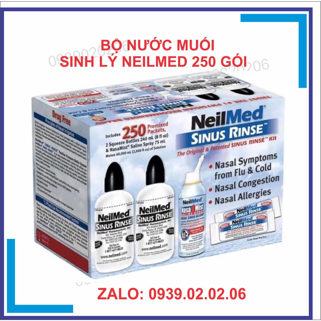 SET NƯỚC MUỐI RỬA MŨI (NƯỚC MUỐI SINH LÝ) NEILMED SINUS RINSE 250 GÓI