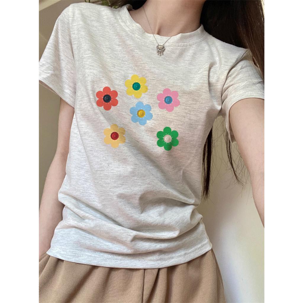 Xiaozhainv Áo Thun cotton Ngắn Tay Phong Cách Hàn Quốc Cho Nữ