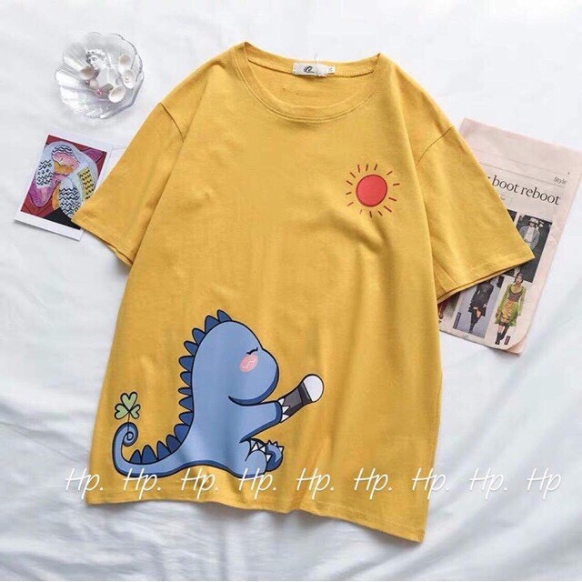 Áo thun tay lỡ form rộng 🍒FREESHIP🍒 Giảm 10K khi nhập [ Áo phông ] Áo thun unisex  Khủng long CA | BigBuy360 - bigbuy360.vn