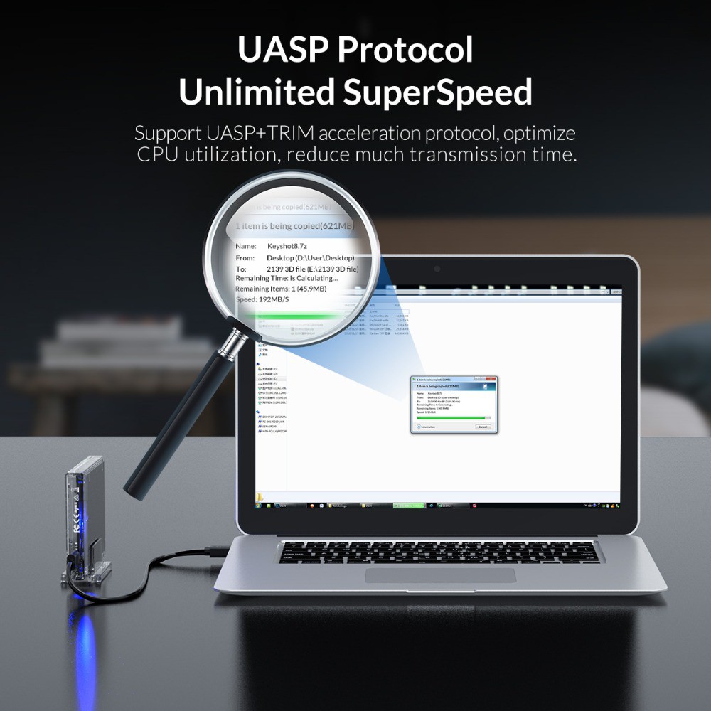 Hộp đựng ổ cứng ORICO cổng sata sang usb 3.0/usb 3.1 type c màu sắc trong suốt cho hdd/ssd 2.5 2159c3