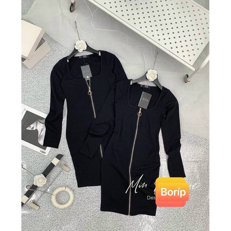 Đầm body khoá kéo chất vải thun Borip Free Size dưới 53kg dành cho nữ cá tính | BigBuy360 - bigbuy360.vn