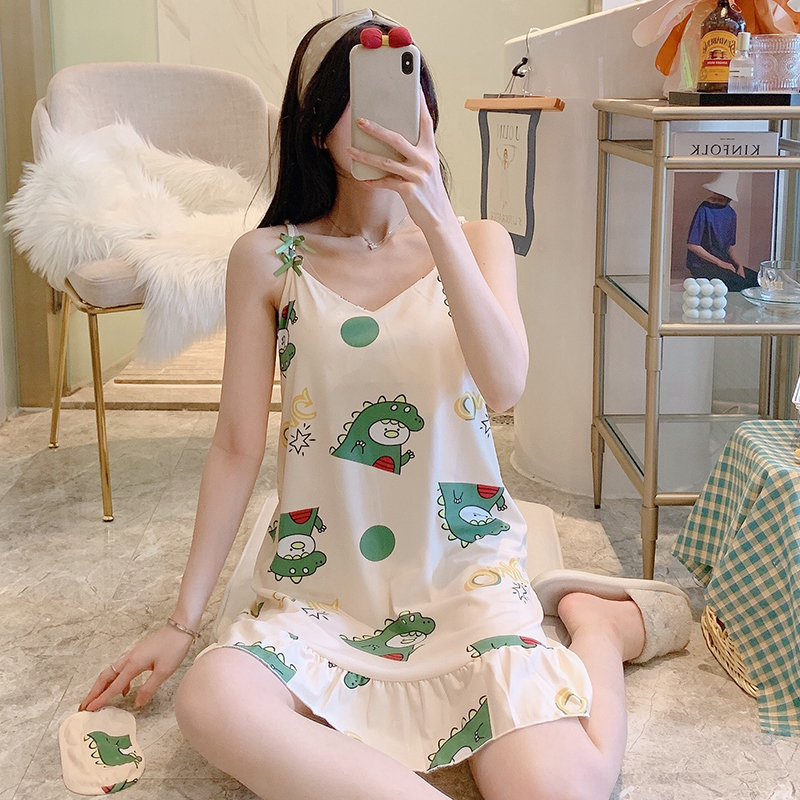 Set đồ ngủ Hai Dây + Miếng Lót Ngực + Miếng Bịt Mắt Bằng Lụa Dễ Thương | BigBuy360 - bigbuy360.vn