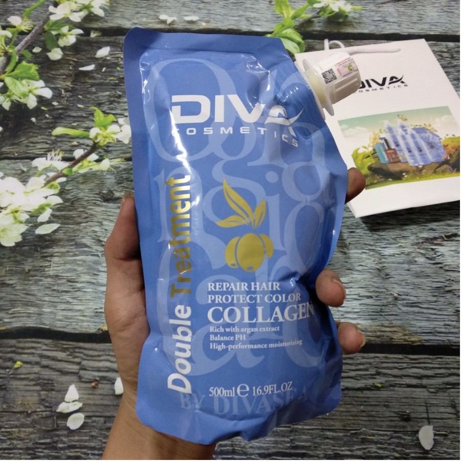 Bộ dầu gội xả Diva Argan MẪU MỚI 750mlx2 + Hấp Collagen 500ml