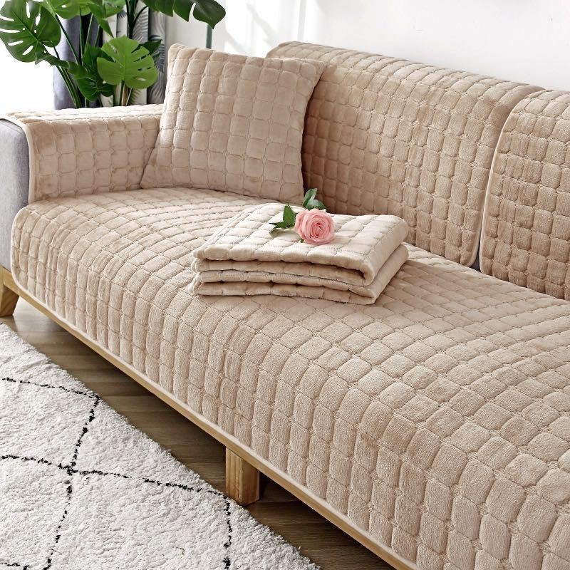 Vỏ Bọc Đệm Ghế Sofa Mùa Đông Bằng Vải Bông Đàn Hồi Không Trượt Đơn Giản Thông Dụng
