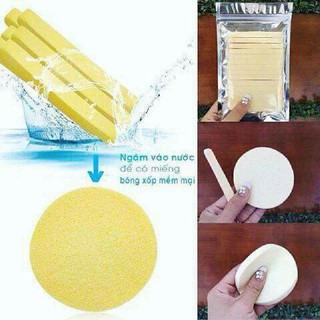 Bông Mút Bọt Biển Rửa Mặt Dạng Nén _ Bọc 12 Miếng _