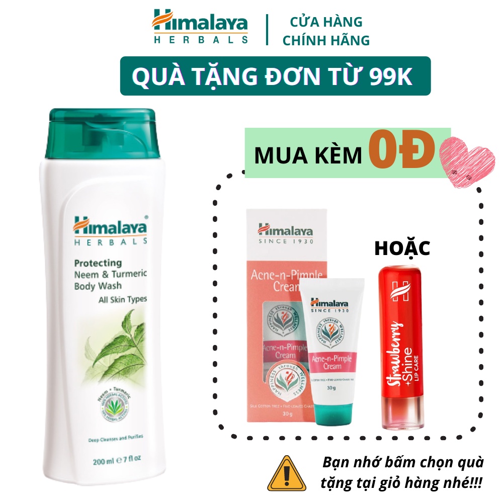 Sữa tắm giảm mụn thâm chiết xuất lá neem Himalaya Protecting Neem & Turmeric Body Wash 200ml