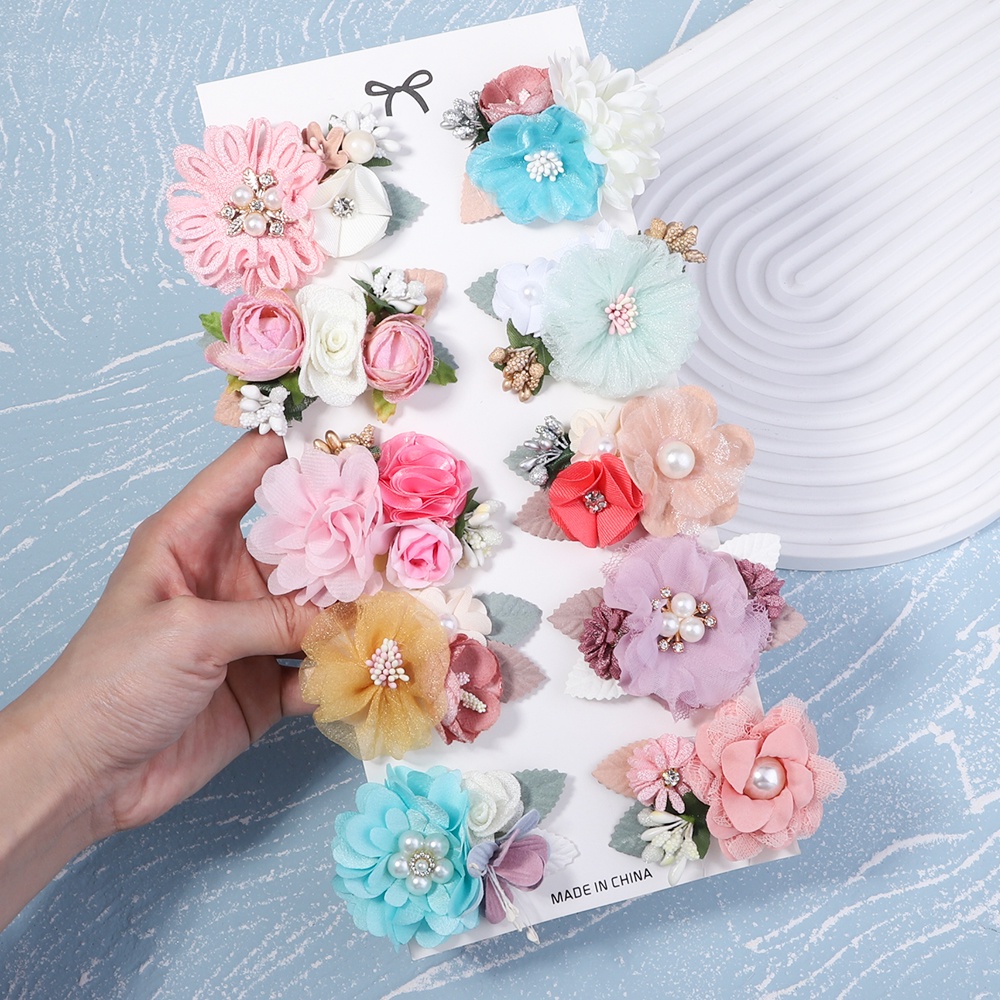 Bộ 3 Kẹp tóc KIDSBOWS hình bông hoa đính ngọc trai giả thời trang và bắt mắt