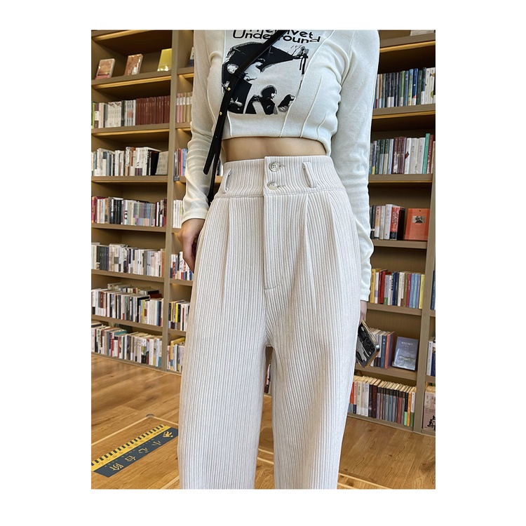 SUXI Quần ống rộng lưng cao màu trơn phong cách Hàn Quốc thời trang cho nữ