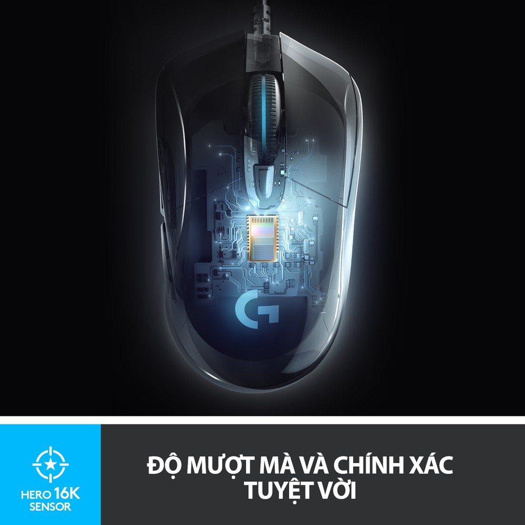 Chuột game có dây RGB Logitech G403 Hero - cảm biến 25k, công thái học, nhẹ 87g