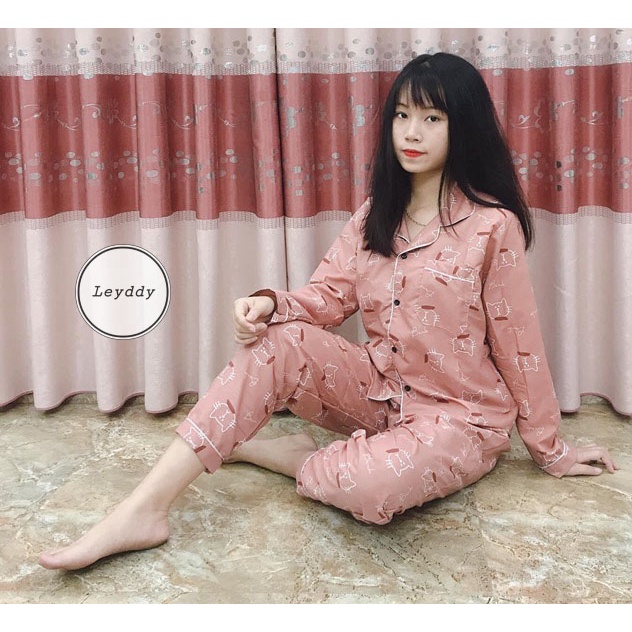 Bộ Pijama Nữ Dài Tay Thu Đông Chất Kate Thái Mềm Mát Loại 1 Không Xù FreeSize (45 – 65kg) – Leyddy. | BigBuy360 - bigbuy360.vn