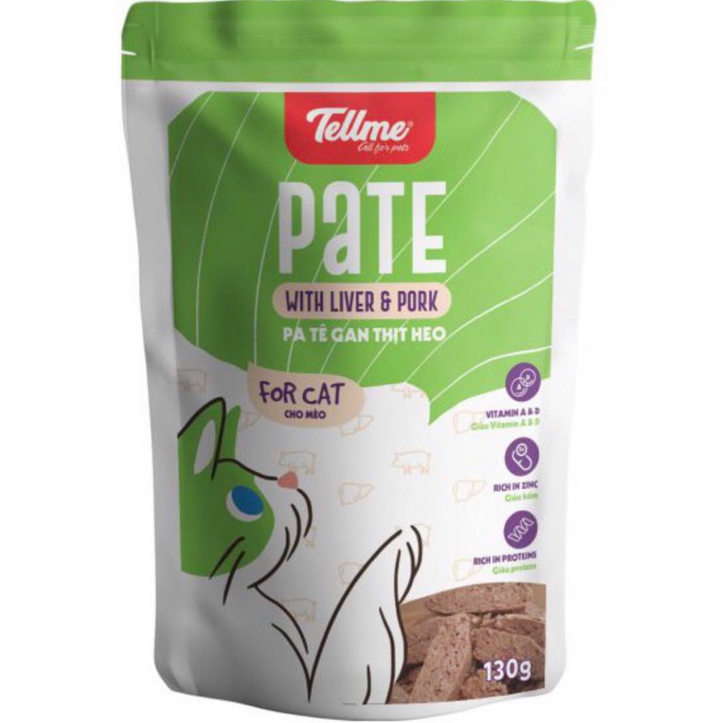Pate cho mèo Tellme 130g Gan thịt heo