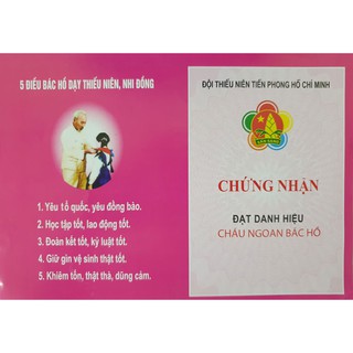 Combo 200 Giấy khen cháu ngoan Bác Hồ loại mới