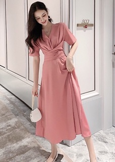 Đầm dáng dài chéo eo hàng VNXK