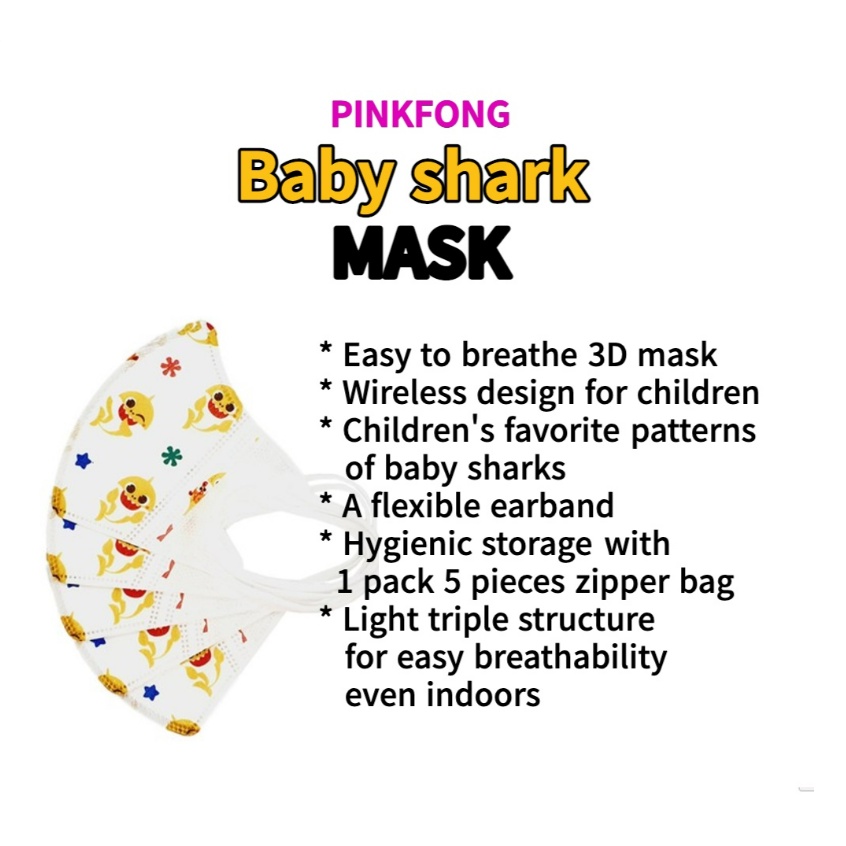 Set 5 Khẩu Trang Pinkfong Siêu Nhỏ 365 Độ
