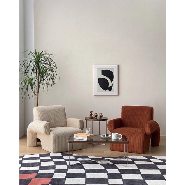 Ghế sofa đơn Lambswool vải nhung nhiều màu phong cách wabi sabi Bắc Âu