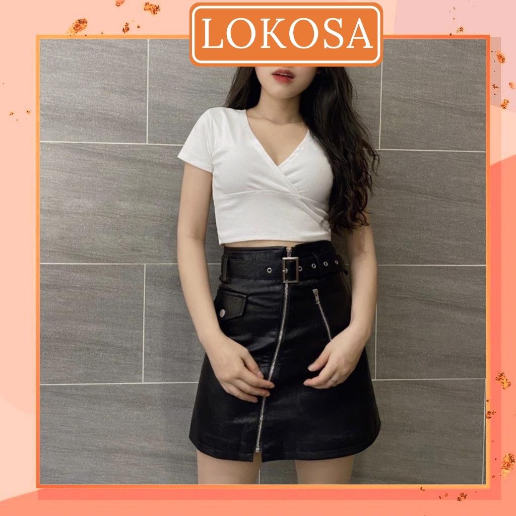 Dây Cột tóc(QUÀ TẶNG) tăm nhiều màu mix với Áo Croptop Kiểu LOKOSA Áo Crt Nữ Ôm Body AO060 | BigBuy360 - bigbuy360.vn