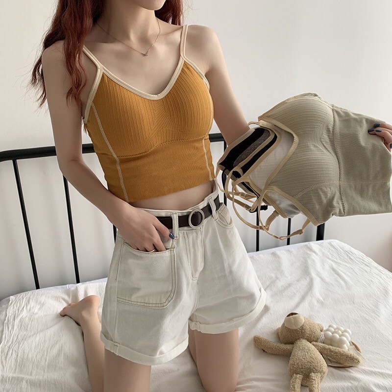 Áo Bra Croptop Cotton Viền Gân Tạo Eo Thon Hở Lưng - Khoét Lưng Free Size 40-55 Kg A916 (Video & Ảnh Thật) | BigBuy360 - bigbuy360.vn