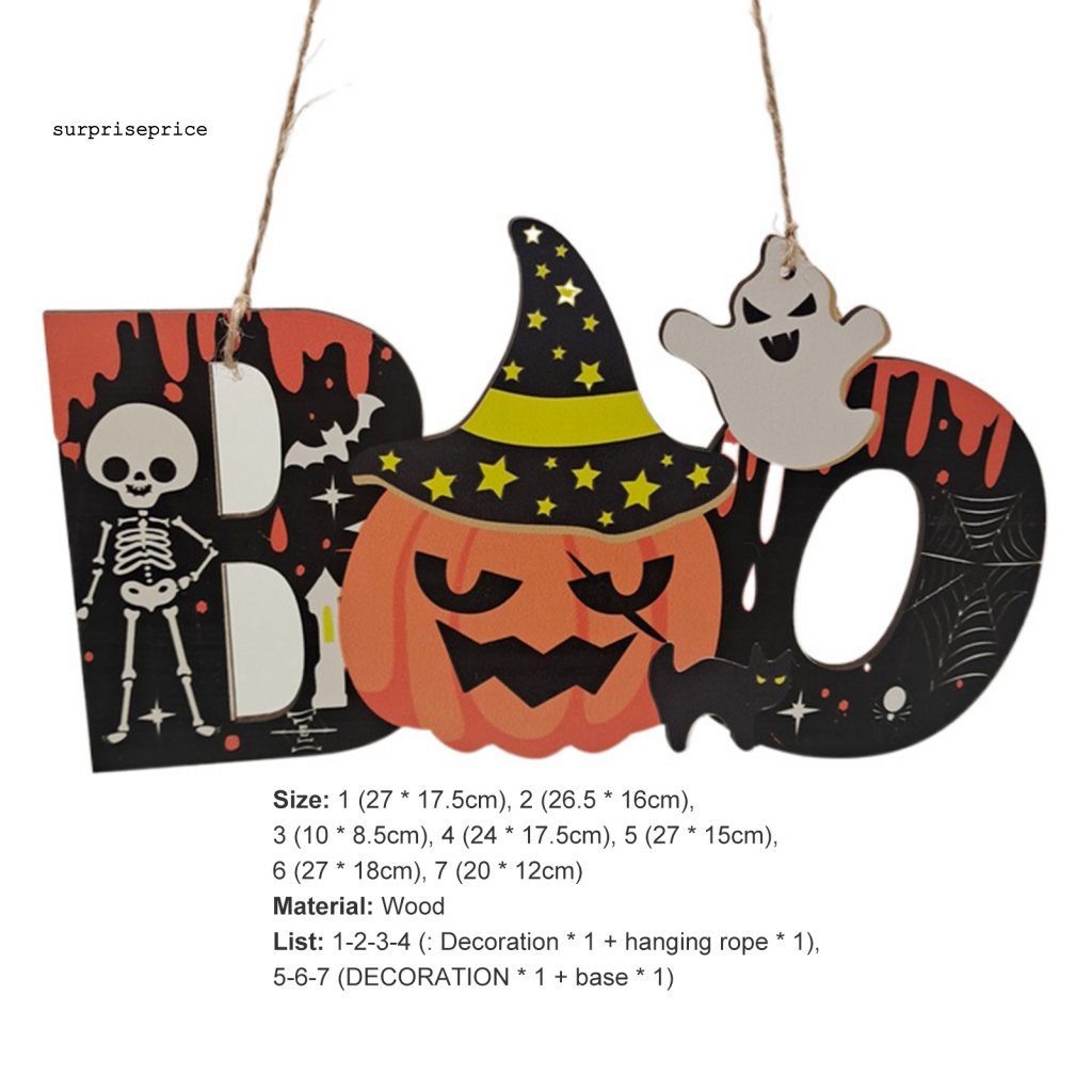 Bảng Gỗ Treo Tường Trang Trí Halloween Hình Bí Ngô