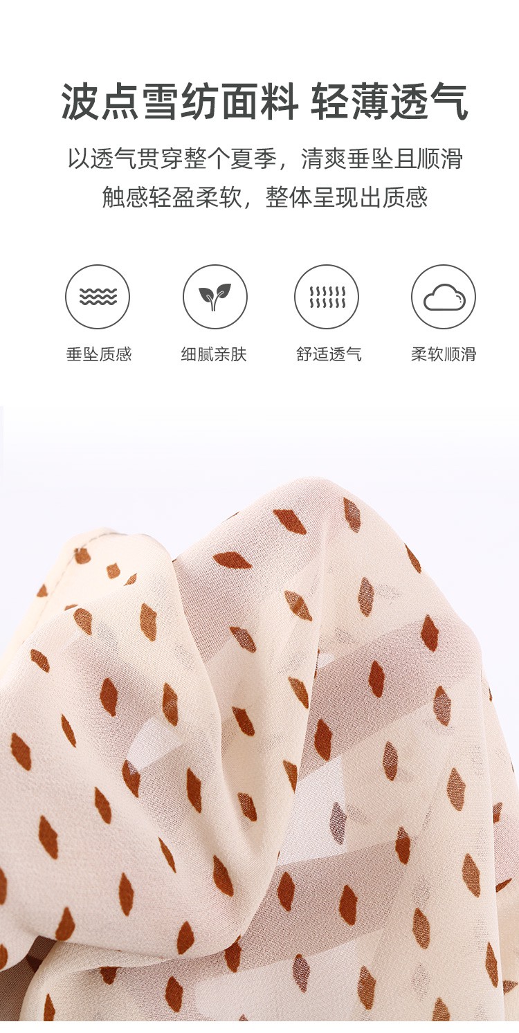 Áo Sơ Mi Chiffon Tay Dài Cổ Chữ V Họa Tiết Chấm Bi Phối Ruy Băng Dễ Thương Cho Nữ