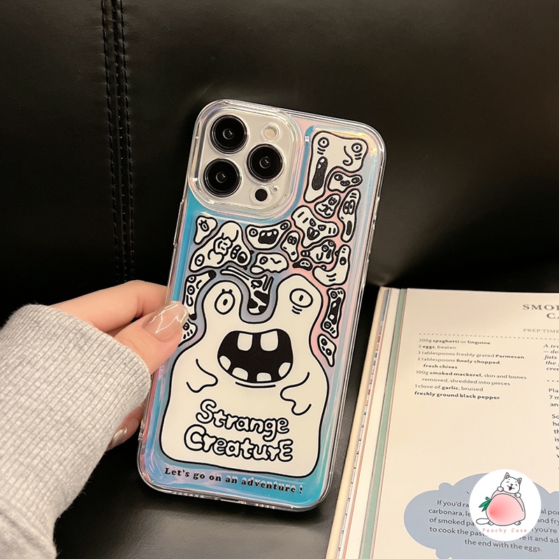 Ốp Điện Thoại TPU Mềm Màu Laser Hình Quái Vật Vui Nhộn Cho iPhone 13 Mini 12 Pro Max 11 Xr Xs Max X 7 8 Plus 12 Mini