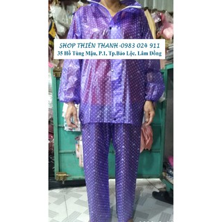 Áo mưa bộ chấm bi nhựa dẻo siêu bền