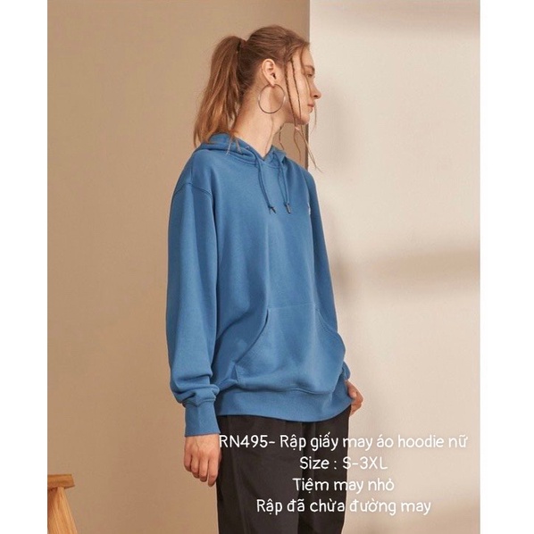 RN495_Rập giấy may áo hoodie có mũ nữ