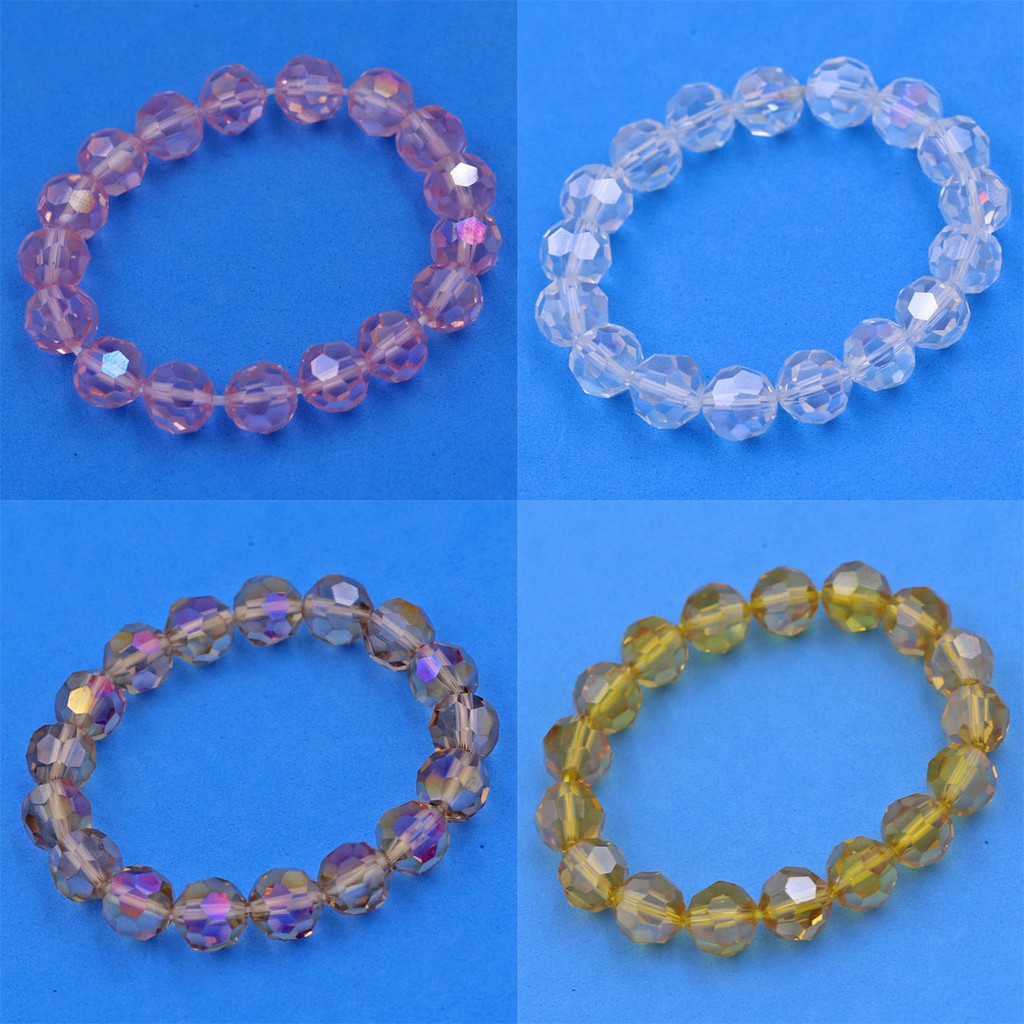 Vòng chuỗi pha lê cắt giác nhiều màu 10 ly - Vòng tay phong thủy