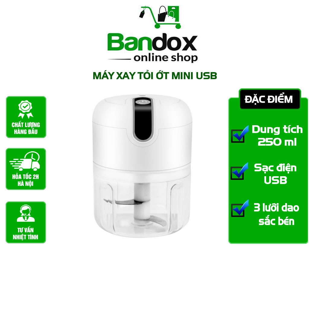 Máy Xay Mini Cầm Tay Dung Tích 250ml, Xay Tỏi Ớt Không Dây Sạc USB Tiện Lợi Mẫu Mới