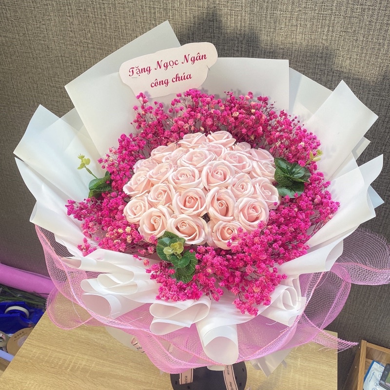 Bó hoa sáp 30 hoa phối baby cao cấp