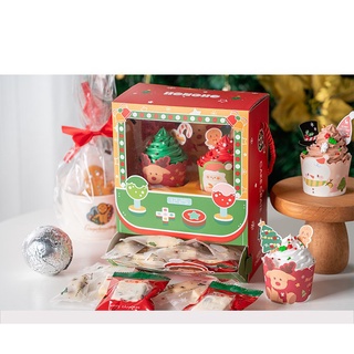 Set 3 hộp đựng bánh kẹo cupcake noel kết hợp