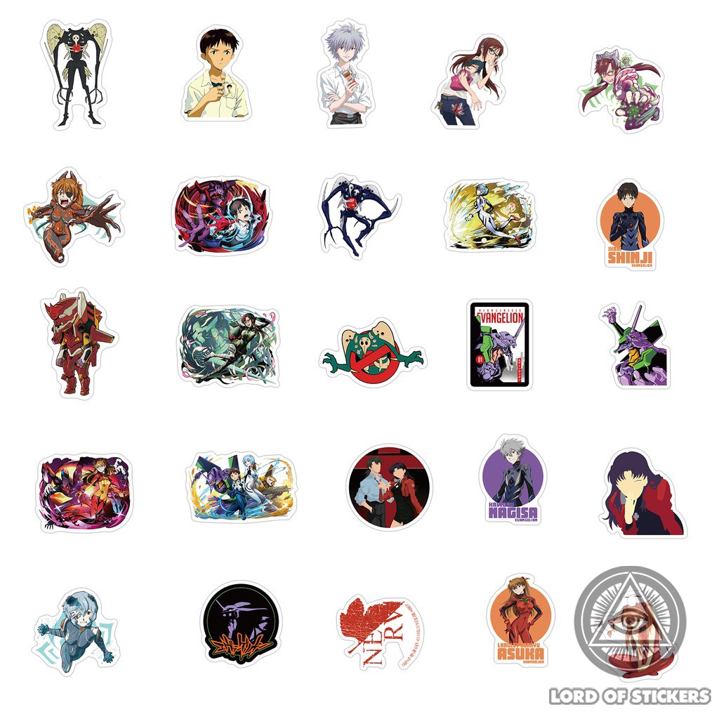 Set 100 Hình Dán Sticker Neon Genesis Evangelion Anime Manga Chống Thấm Nước Trang Trí Mũ Bảo Hiểm, Laptop, Điện Thoại