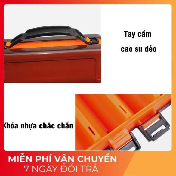 Hộp đựng mồi và phụ kiện câu lure 2 mặt 10 ngăn/14 ngăn cao cấp, Hộp đựng mồi giả câu lure nhiều ngăn