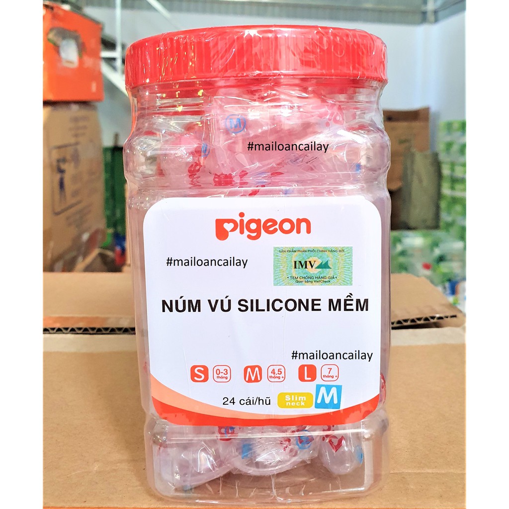Bình Sữa Pigeon PP Cổ Hẹp 120ml/240ml - Núm Ty Pigeon Cổ Hẹp Đủ Size