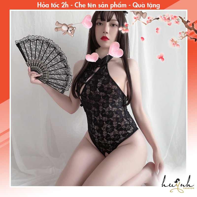 Bodysuit Sườn Xám Hóa Trang Cô Gái Trung Hoa Cổ Điển Hở Đũng Sexy- B29