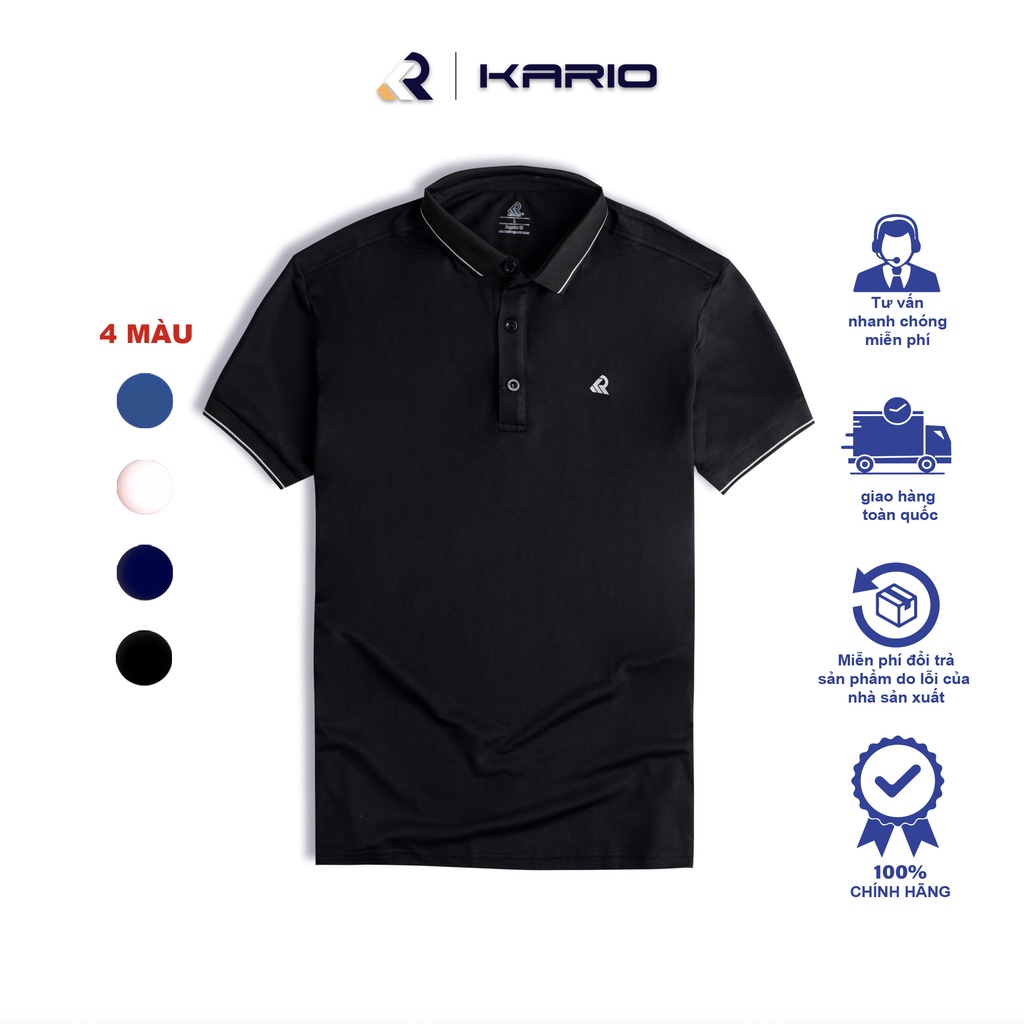 Áo Thun Polo Nam KARIO Vải Cá sấu cao cấp, dáng Basic cổ dệt có phối,Tay Ngắn trẻ trung KP21-02