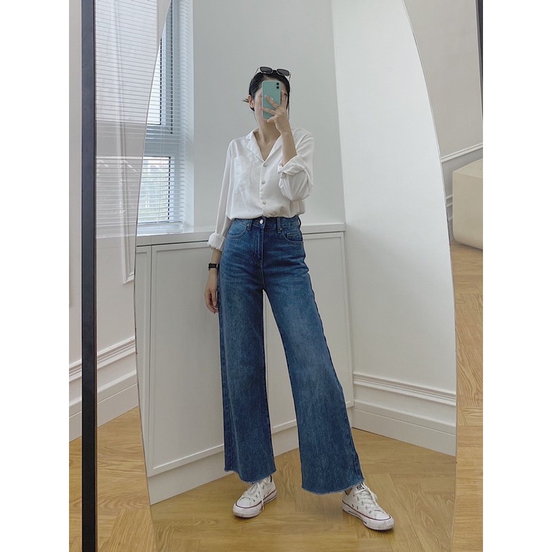 Quần jean nữ ống rộng Kylie Jean, LUCETASHION, quần bò nữ
