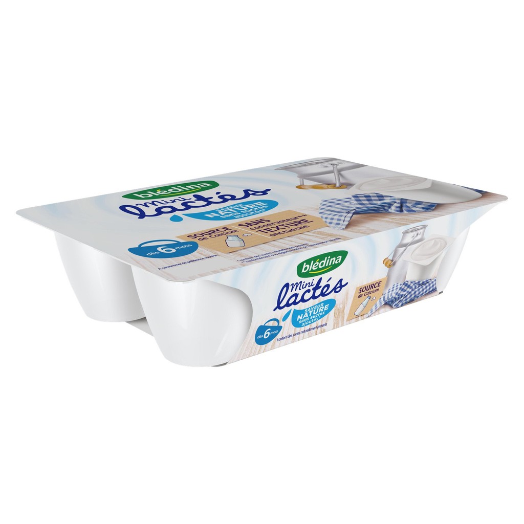 Sữa Chua Nguội Blédina Mini Lactes 6M+ Hương Tự Nhiên - Vỉ 6 Hộp x 55g