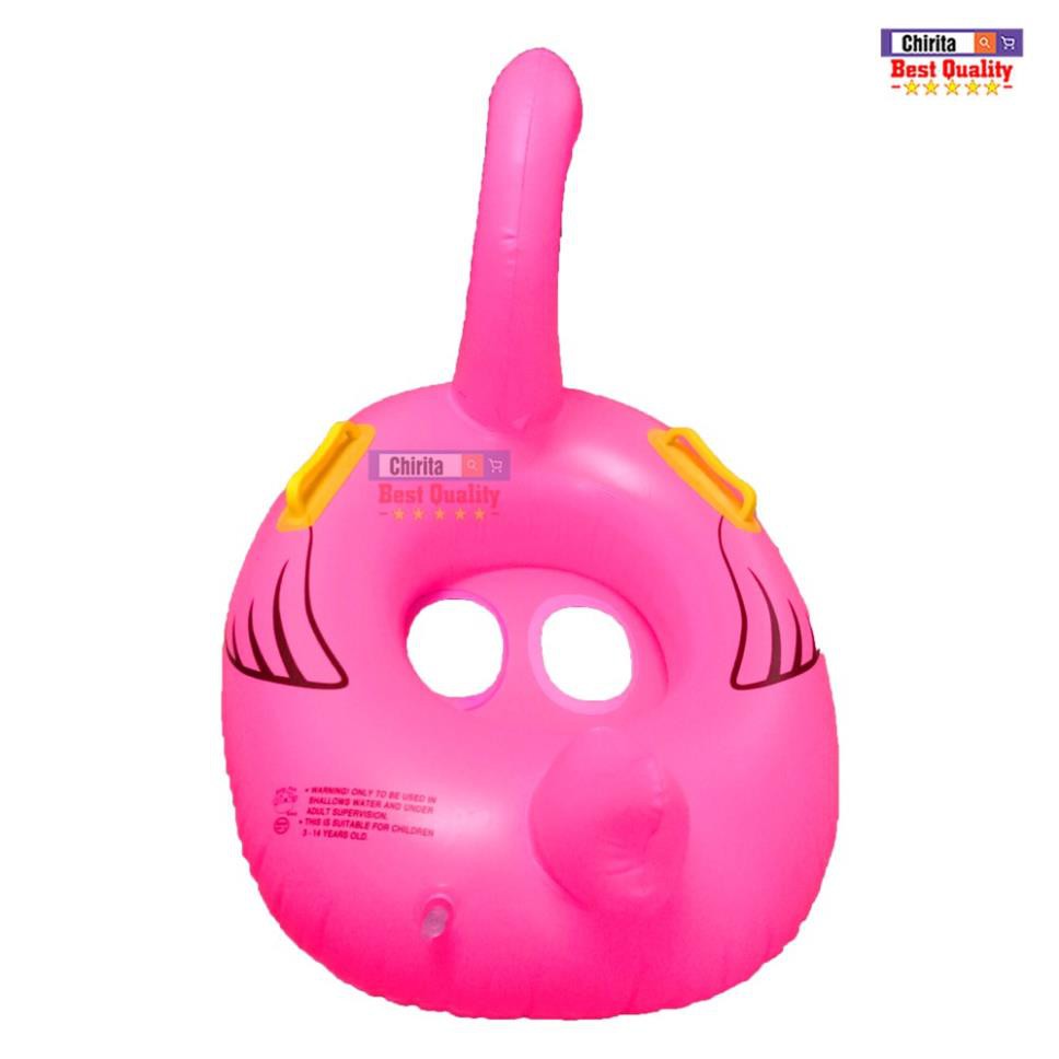 Phao bơi hình con hạc hồng size trong 21x27cm, có tay vịn, chống lật phao an toàn