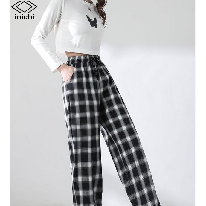 Quần caro nữ INICHI cá tính có dây rút ống Q885 | BigBuy360 - bigbuy360.vn