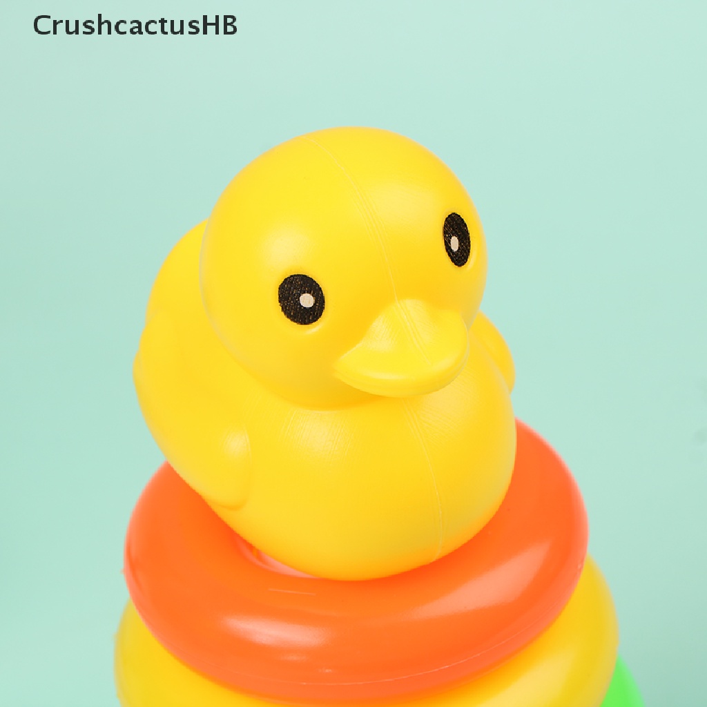 [CrushcactusHB] Yellow Duck Toy With Rainbow Color Stacking Rings Tower Toy Bath Tub Play Toy Hot Sell